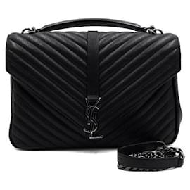 Saint Laurent Große Tote Bag und Schultertasche mit silberner Kette