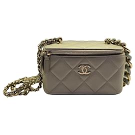 Chanel Small Vanity Case Tasche aus grauem Lammleder