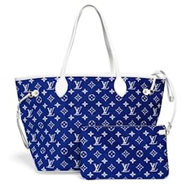 Louis Vuitton Neverfull MM Monogram Denim blu