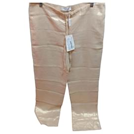 Max Mara Pantalones de Lino Dorado