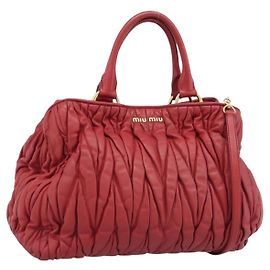 Borsa Miu Miu Matelasse in Pelle 2way Rosso Oro Auth 192905V