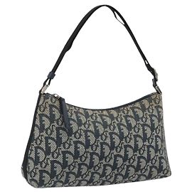 Borsa a tracolla Christian Dior Trotter Canvas Navy Silver Auth 191848A
