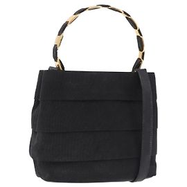 Borsa Salvatore Ferragamo Vala Canvas 2way Nera Oro Auth 193549
