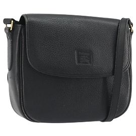 Borsa a Spalla Burberry in Pelle Nera con Dettagli Oro Auth ep15508