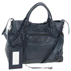 BALENCIAGA Borsa The Vero in pelle 2way Navy 235216 Auth am12108SAM