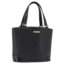 Borsa a mano BURBERRY in pelle nera con dettagli dorati Auth 193502