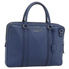Borsa Business BURBERRY in pelle blu argento Auth bs36287