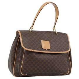 Céline Borsa a mano CELINE in tela Macadam PVC Pelle Marrone Oro Autentica am12166V
