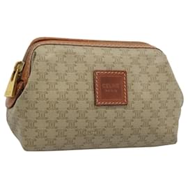 Céline CELINE Macadam Canvas Pouch PVC Beige Gold Auth ki6758