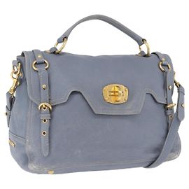 Borsa Miu Miu in pelle 2way azzurro chiaro con finiture dorate Auth 192784A