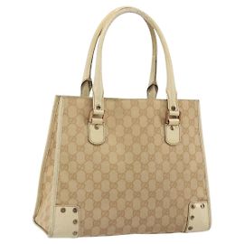 Borsa GUCCI GG Canvas Beige Bronzo 124260 Auth ep15404