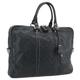 Borsa GUCCI GG Canvas Guccissima in Pelle 2way Nero Oro 201480 Auth 193998
