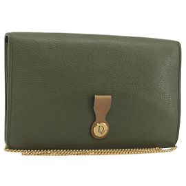 Borsa a Spalla con Catena Christian Dior in Pelle Verde e Oro Autentica 193969
