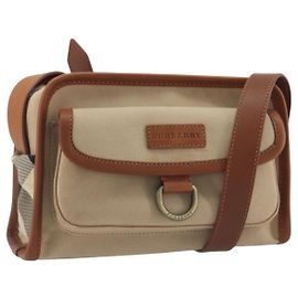 Borsa a tracolla BURBERRY Canvas Beige con dettagli dorati Auth ep15241A