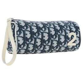 Pochette Christian Dior Trotter in tela PVC Navy Silver Auth 191849V