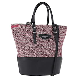 BALENCIAGA Borsa a mano Canvas 2way Rosso Nero 410790 Auth ka5418V