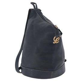 Bolso Body LOEWE de piel Azul Marino Oro Auth bs36326