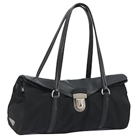 Borsa a tracolla PRADA Nylon Nero Argento Auth 193108V