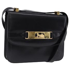 Céline Borsa a Spalla CELINE Horse Carriage in Pelle Nera e Oro Auth 194581