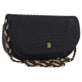 Borsa a Spalla con Catena BALLY in Pelle Nera e Tonalità Oro Auth ka5331