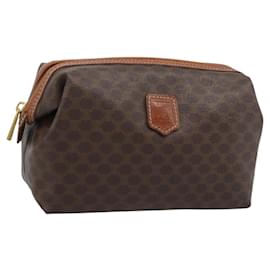 Céline CELINE Macadam Canvas Pouch PVC Leder Braun Gold Auth ki6759