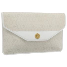 Clutch Christian Dior Trotter in PVC e pelle bianca con finiture dorate Autentica ep15439