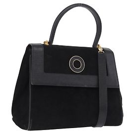 Céline Borsa CELINE in pelle scamosciata 2way Nero Oro Auth bs36188