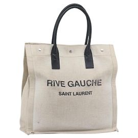 Borsa SAINT LAURENT Rive Gauche in tela rivestita Grigio Argento Auth ep15584