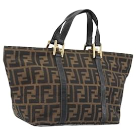 Borsa a Mano FENDI Zucca Canvas Nero Marrone Autentica 192986