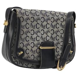 Céline Borsa a Spalla CELINE C Sulky Canvas Navy Gold Auth kk693