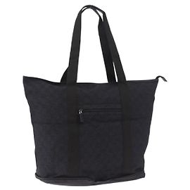 GUCCI GG Canvas Tote Bag Schwarz Silber 152232 Auth mr2752A