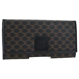 Céline CELINE Kiss Lock langer Geldbeutel aus Macadam Canvas PVC und Leder Schwarz Auth am12152V