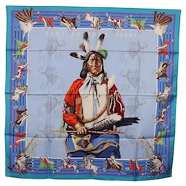 Hermès HERMES Carré 90 Foulard PANI LA SHAR PAWNEE Seta Blu Auth am12110M