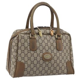 Borsa GUCCI GUCCI Plus Supreme in PVC Beige con dettagli in tono oro Auth ep15328