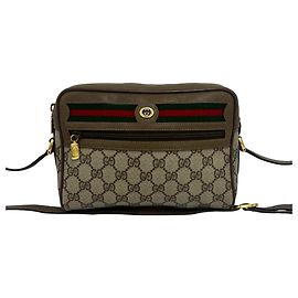 Borsa a tracolla in pelle GUCCI Vintage Sherry Line GG Logo