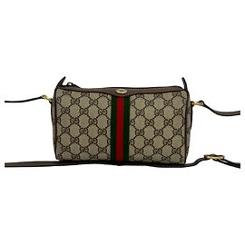 Mini borsa a tracolla in pelle GUCCI Vintage Sherry Line GG Pattern