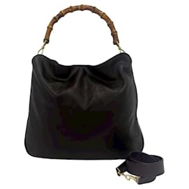 Borsa a tracolla 2-Way in pelle e bambù Vintage Gucci