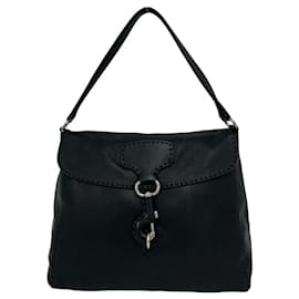 Bolsa de ombro uma em couro com ferragem Logotipo Triangle da Prada