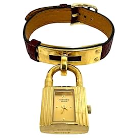 Montre HERMES Vintage Kelly plaquée or à quartz - Hermès