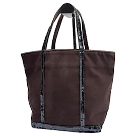 Vanessa Bruno Le Cabas Canvas-Shopper Braun mit Pailletten