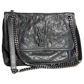 Saint Laurent Bolso Niki Medium de Cuero Gris