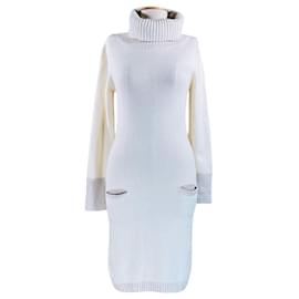 Autre Marque Katia Serafini cremefarbenes Kaschmir-Rollkragenkleid