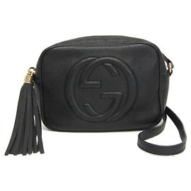 Bolsa de ombro Gucci Soho Disco em couro preto