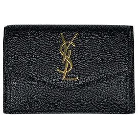 Saint Laurent Business Card Case aus schwarzem Leder