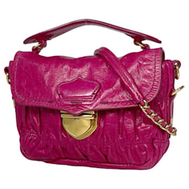 Borsa a mano in pelle arricciata rosa Prada