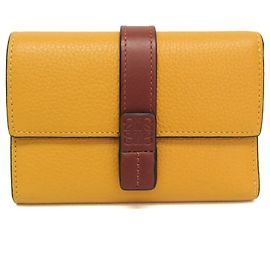 Loewe Trifold Geldbörse aus Leder Braun Gelb