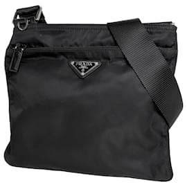 Borsa a tracolla in nylon nero Prada