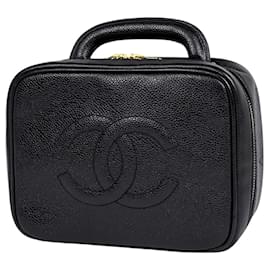 Bolsa de maquiagem em couro de vitelo granulado Chanel