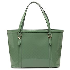 Gucci Green Patent Microguccissima Nice Tote