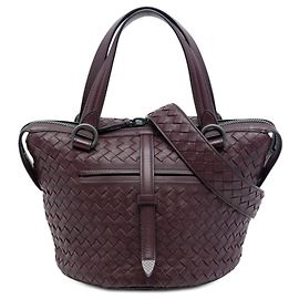 Borsa Tambura in nappa intrecciato rosso Bottega Veneta